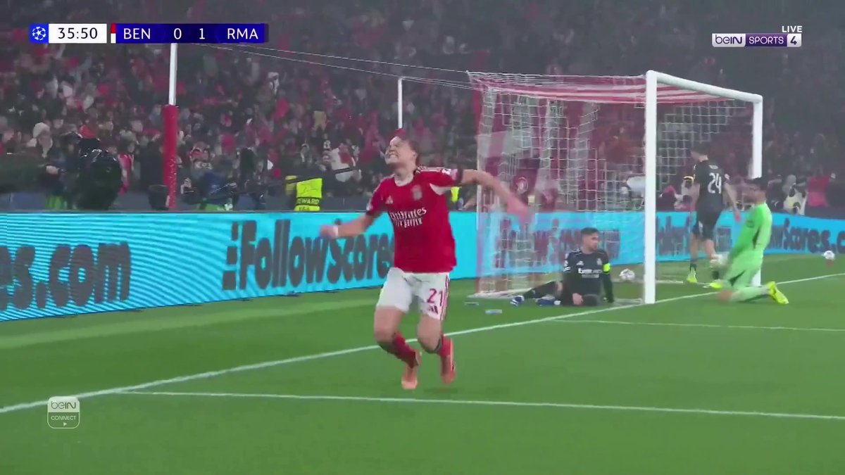 هجمة مرتدة مميزة.. بنفكيا يدرك التعادل أمام #ريال_مدريد 