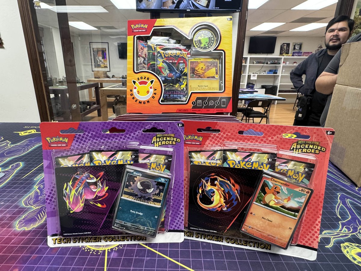 Available this Friday January 30th

Pokemon TCG Mega Evolutions - Ascended Heroes Tech stickers

Pokemon TCG Pokemon Day Box 

16.99ea 

limit 2 per household per week while supplies last for Tech stickers

16.99ea

Limit 1 per household on Pokemon Day Boxes per week.