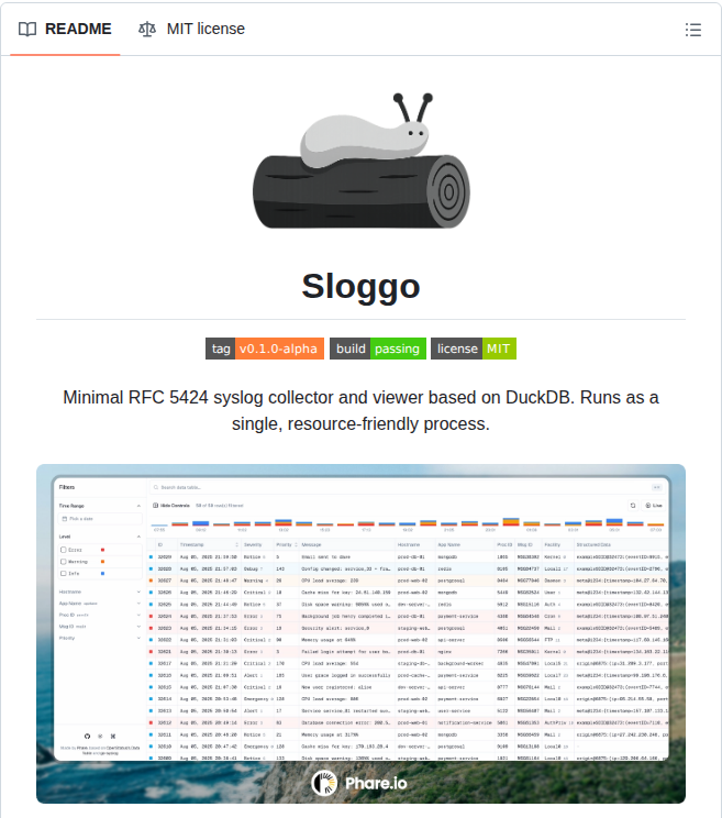 Syslog collector and viewer using DuckDB

github.com/phare/sloggo