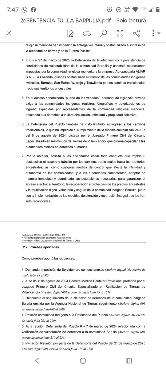 <a href="/lamermeladanoti/">La Mermelada</a> <a href="/CastillMiguel/">Miguel Castillo M</a> <a href="/CORMACARENA/">Cormacarena</a> <a href="/JuanGZuluaga/">Juan Guillermo Zuluaga</a> <a href="/petrogustavo/">Gustavo Petro</a> <a href="/CarlosSantiagoL/">Carlos Andrés Santiago</a> <a href="/STransparencia/">Secretaría de Transparencia</a> <a href="/PCambioRadical/">Cambio Radical</a> <a href="/HENRYLADINO/">Henry Ladino</a> <a href="/SoyConfadicol/">Diputados Colombia</a> <a href="/RELE_CIDH/">Relatoría Especial p/la Libertad Expresión (CIDH)</a> <a href="/cancinodiegoa/">Diego Cancino</a> <a href="/GabrielParradoD/">Gabriel Parrado D.</a> <a href="/LigaNoSilencio/">La Liga Contra el Silencio</a> <a href="/NoticiasUno/">Noticias Uno</a> <a href="/CLIP_AmericaLat/">El CLIP</a> <a href="/ONIC_Colombia/">Organización Nacional Indígena de Colombia - ONIC</a> <a href="/PGN_COL/">Procuraduría General de la Nación</a> <a href="/AgenciaTierras/">Agencia Nacional de Tierras</a> <a href="/VoragineCo/">Vorágine</a> <a href="/FiscaliaCol/">Fiscalía Colombia</a> <a href="/AlcPuertoGaitan/">Alcaldía de Puerto Gaitán</a> <a href="/infopresidencia/">Presidencia Colombia 🇨🇴</a> <a href="/gobiernocol/">Gobierno de Colombia</a> <a href="/MinInterior/">MinInterior Colombia</a> <a href="/CristoBustos/">Juan Fernando Cristo</a> <a href="/GobMeta/">Gobernación del Meta</a> <a href="/RafaelaCortesZ/">Rafaela Gobernadora</a> <a href="/URestitucion/">Unidad de Restitución de Tierras</a> <a href="/GiovaniYule/">Giovani Yule</a> <a href="/ONU_derechos/">ONU Derechos Humanos - América del Sur</a> <a href="/altereddie/">¿Se lo explico con plastilina?</a> <a href="/NachoGomex/">Nacho Gómez</a> <a href="/IVANSERRANOAL/">Iván Serrano</a> <a href="/elespectador/">El Espectador</a> <a href="/OCCRP/">Organized Crime and Corruption Reporting Project</a> <a href="/susanamuhamad/">Susana Muhamad</a> <a href="/MinAmbienteCo/">MinAmbiente Colombia</a> <a href="/Fwb_Hv/">FWB</a> <a href="/MHPLlanero/">MesaHidricadelPiedemonteLlanero</a> <a href="/territobarrulia/">territorioindigena barruliapuertogaitan</a> <a href="/ReligionMenonit/">Los Menonitas</a> <a href="/cuestion_p/">Cuestión Pública</a> <a href="/DefensoriaCol/">Defensoría del Pueblo</a> <a href="/Corpoamazonia1/">Corpoamazonia</a> <a href="/CesarJerezM/">César Jerez</a> <a href="/DNP_Colombia/">dnp_colombia</a> <a href="/RutasConflicto/">Rutas del Conflicto</a> <a href="/VerdeDVerdad/">Julian Villa</a> <a href="/OnicGuardi86739/">Guardia Indígena Nacional ONIC</a> BARRULIA BAJO EL YUGO DEL DESPOJO Y EL TRIUNFO DE LA RESISTENCIA SIKUANI !!
​En las vastas llanuras de Puerto Gaitán, Meta, donde el horizonte parece infinito, el pueblo Sikuani ha estado viviendo en un cerco asfixiante. Sin embargo, un rayo de justicia ha irrumpido en el