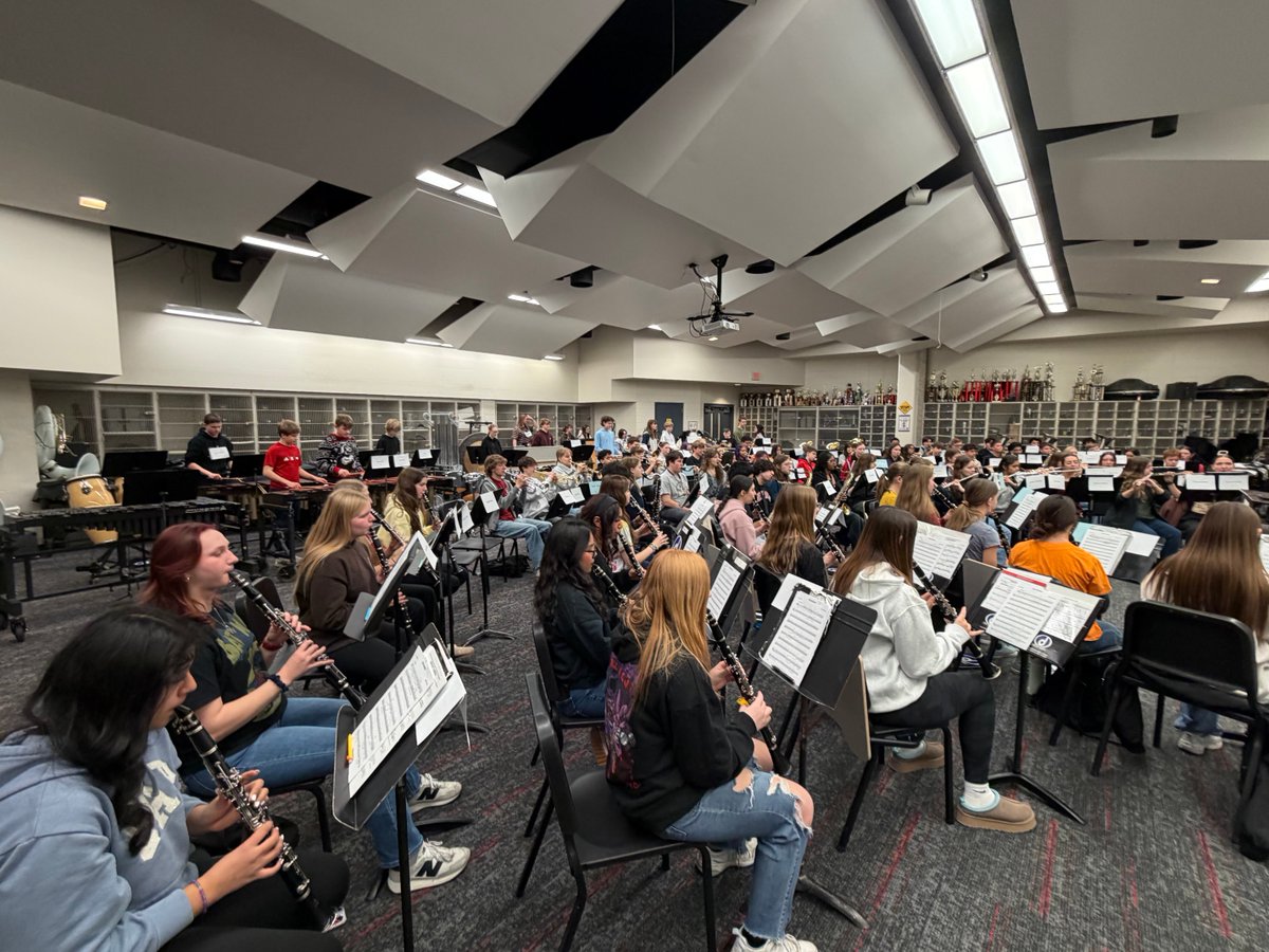 millardcentral's tweet photo. Central and Andersen students had an incredible morning rehearsing with the Millard South Wind Ensemble in preparation for next week’s concert. What an amazing opportunity to learn, collaborate, and make music together! #FuturePatriots https://t.co/qAOLhxwQhH