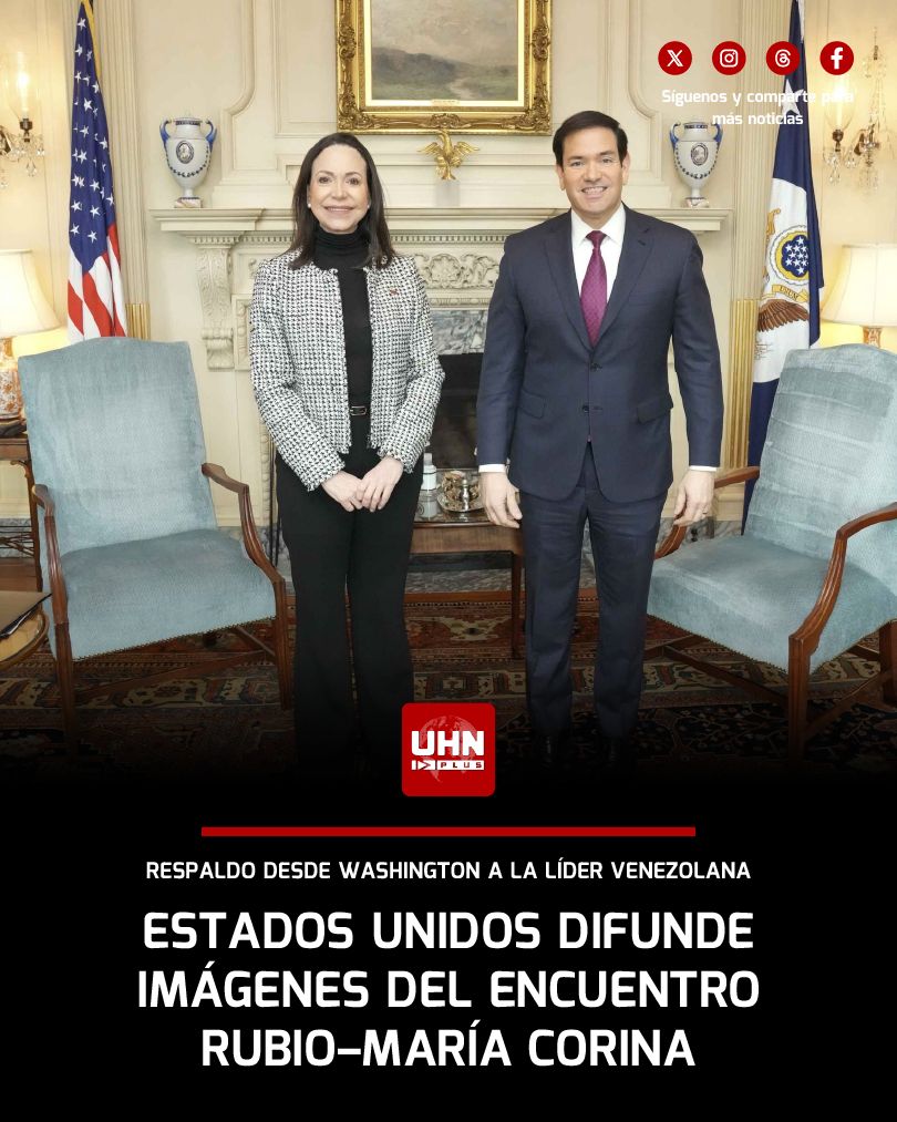🇺🇸🇻🇪‼️ | ÚLTIMA HORA — El Departamento de Estado de EE.UU. difundió imágenes oficiales del encuentro entre el Secretario Marco Rubio y la líder venezolana María Corina Machado, realizado este miércoles en Washington. La reunión refuerza el respaldo político de alto nivel a