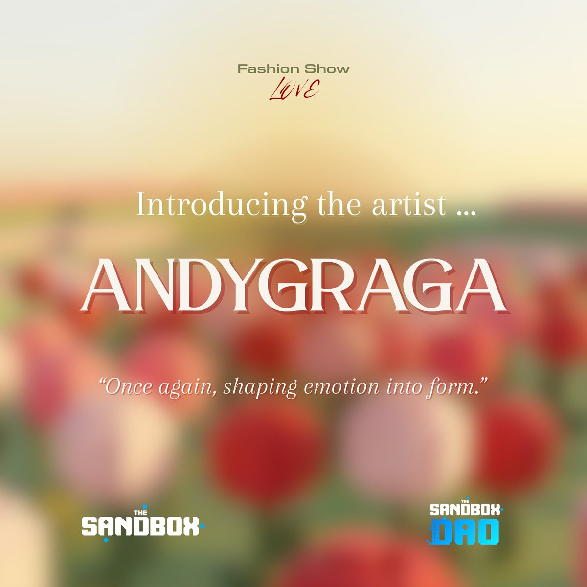 #SandFam
<a href="/AndyGraga/">AndyGraga</a> is back, presenting new work for this Fashion Show.
<a href="/TheSandboxGame/">The Sandbox</a> <a href="/TheSandboxDAO/">The Sandbox DAO</a> <a href="/TSBCreators/">The Sandbox Creators</a>
