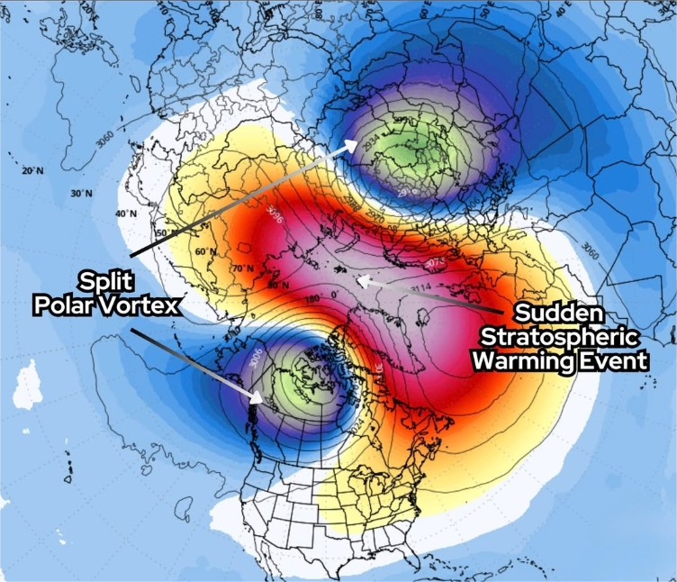 forallcurious's tweet image. BEAKING NEWS🚨: A massive stratospheric warming is coming ─ due to this Polar Vortex will collapse ─ this sudden stratospheric warming will disrupt the polar flow, unleashing 'Artic Air' in Feb 2026. 

BE SAFE EVERYONE!