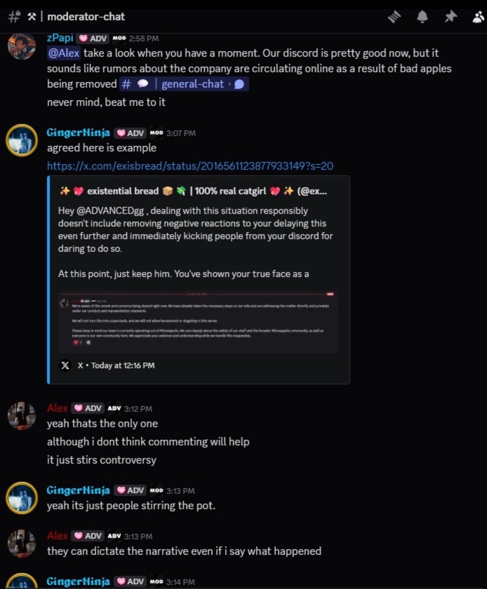 SaeRoseVt's tweet image. A trusted source has shown me how Advanced GG is handling this situation internally, and it’s honestly disappointing. Rather than treating it with the seriousness it deserves, it’s being brushed off, joked about, and not taken in good faith. The way this is being approached…