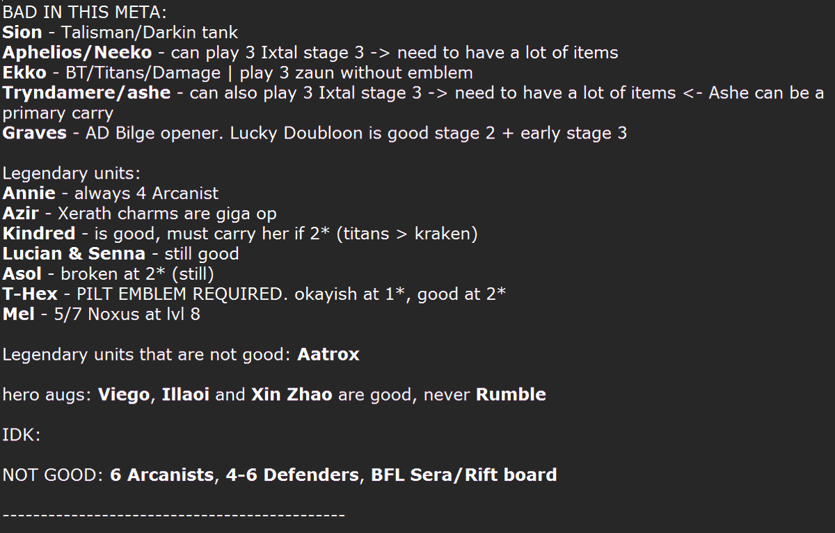 Patch 16.3b notes: 

Gameplan:
- 3* 4 cost 
- 3* 4 cost 

Titans is BIS for a lot more units than you might think. Check first comment for it