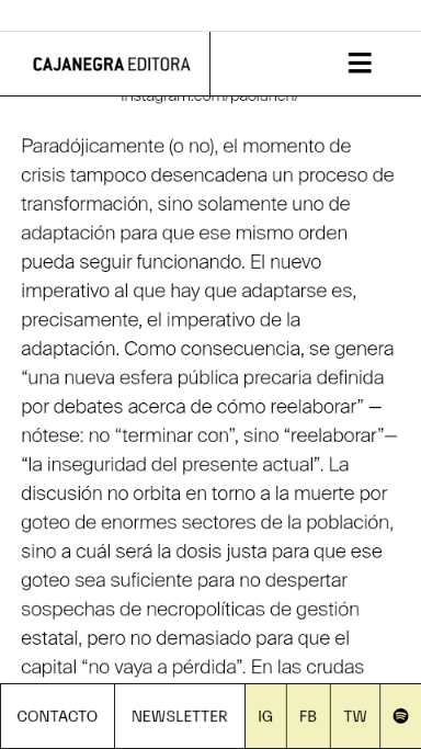 Esto que escribió <a href="/moirapez/">Moira Fish @moirapez.bsky.social</a> a propósito del libro Optimismo cruel de Lauren Berlant, en tiempos de pandemia, resulta hoy todavía más significativo que entonces.