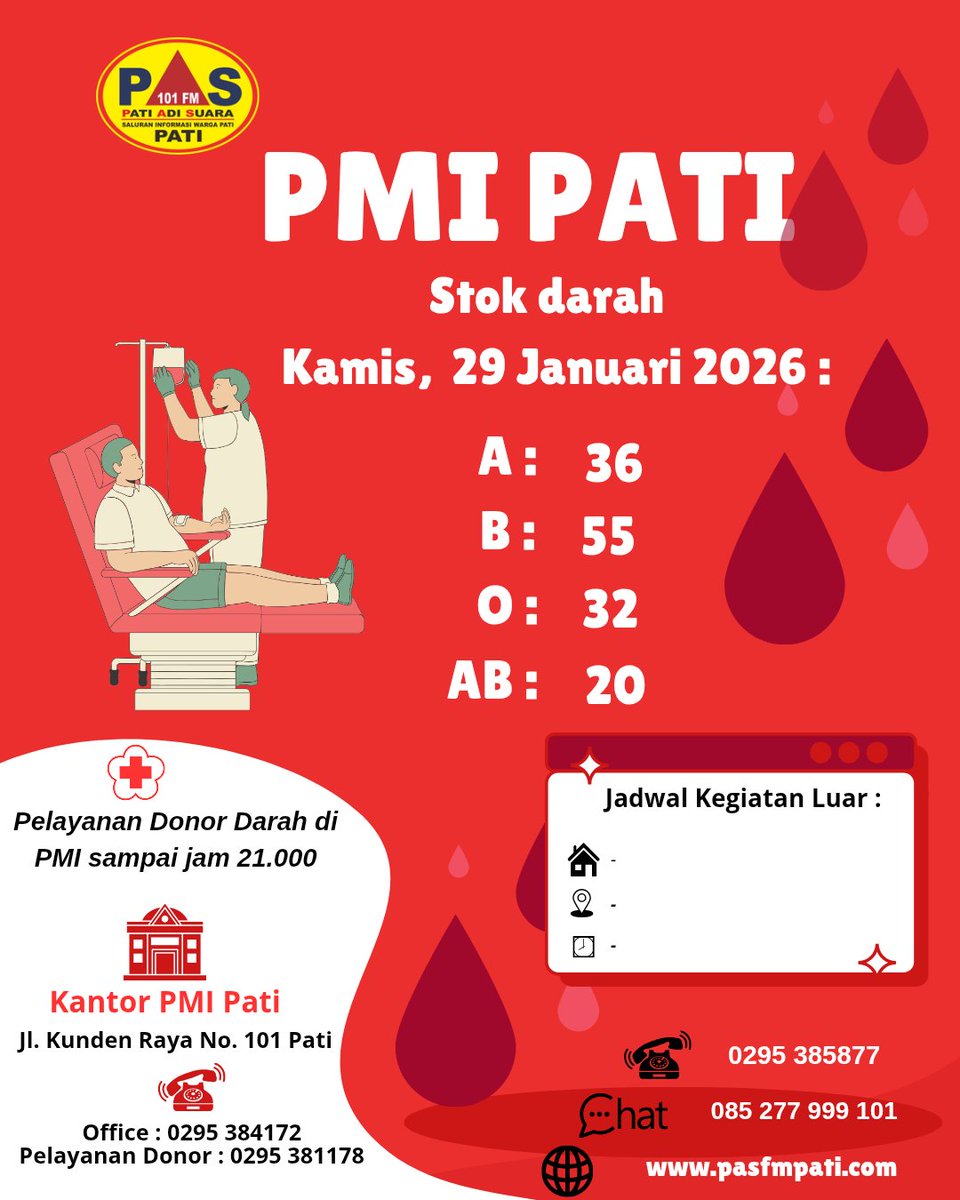 Stok darah di PMI Pati ya..
#radioedukasi #pmi #stokdarah #pati