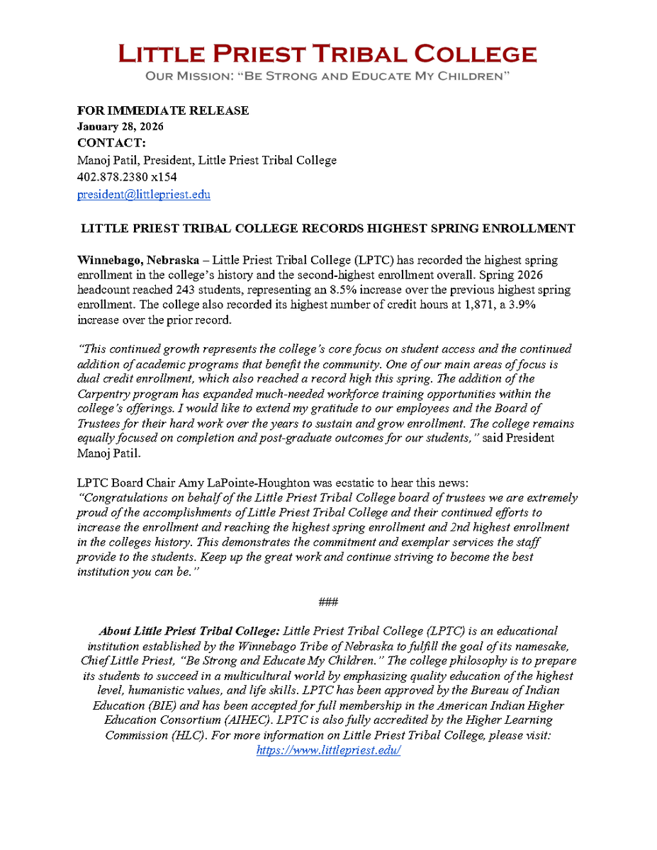 Little Priest Tribal College tweet media