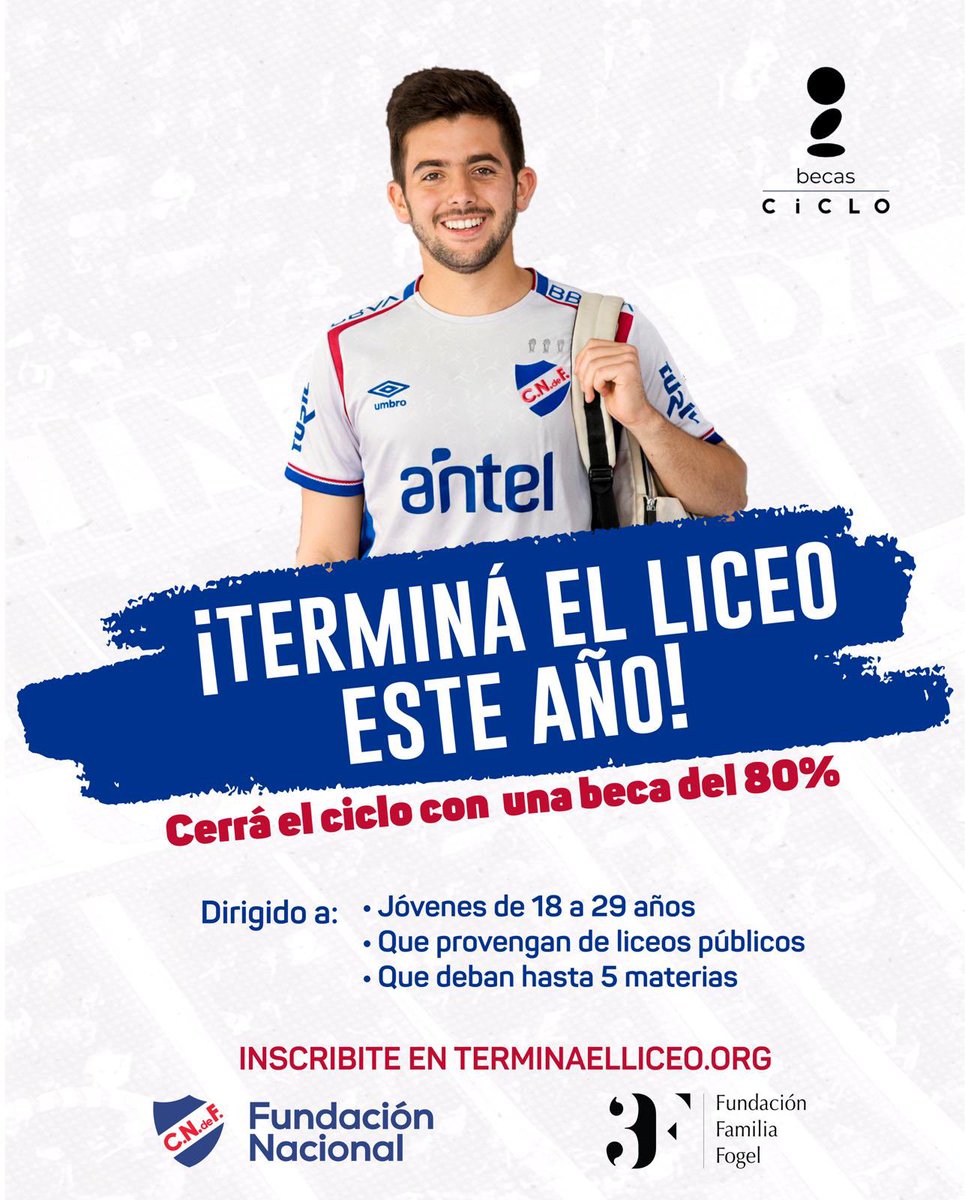 Tricolor, si querés terminar el liceo este año, seguí leyendo👇🏼

Culminá esta etapa a través de <a href="/fundacion3f/">Fundación 3F</a> con una beca que se adapta a vos y cubre el 80% de la cuota.

terminaelliceo.org