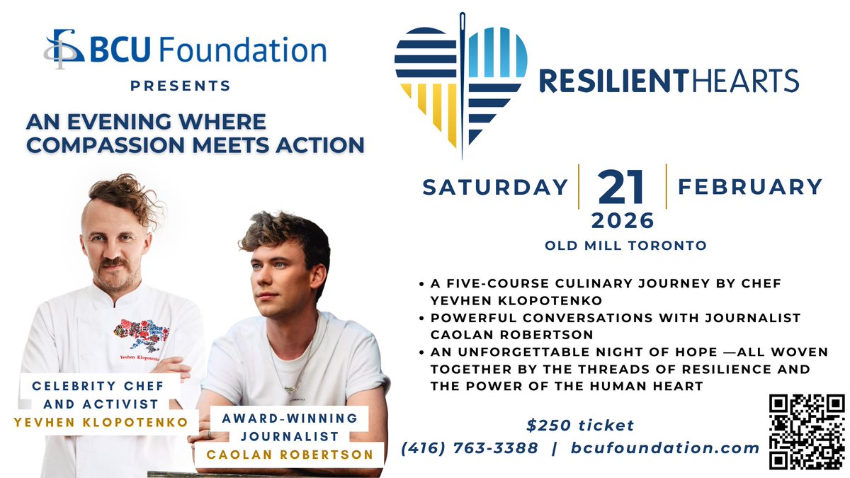 ania1024's tweet photo. "Resilient Hearts: An Evening Where Compassion Meets Action in Toronto" Special guests: @klopotenko_chef and @CaolanReports - Don't miss it! For tickets &amp; more info: https://t.co/Vnn4qYNCS8 https://t.co/SNPKm3yIZd