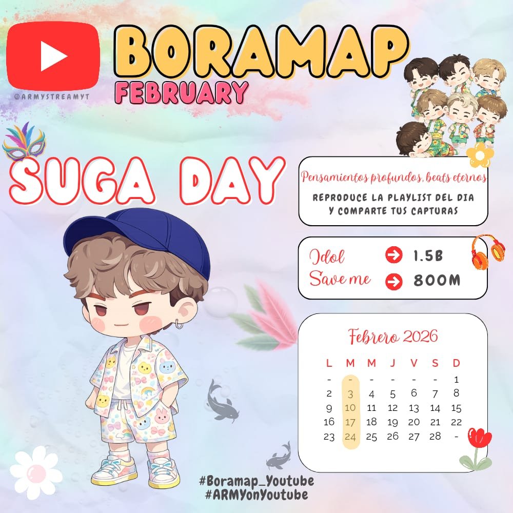 🗺️ 𝗕𝗢𝗥𝗔𝗠𝗔𝗣 | 𝗙𝗘𝗕𝗥𝗨𝗔𝗥𝗬 💜

Aquí seguimos, sin rendirnos 🔥

➜ Reproduce la playlist del día
➜ Comparte tus capturas 📸

🎧 Boramap 02 | Suga:  youtube.com/playlist?list=…

#Boramap_Youtube
#ARMYonYoutube