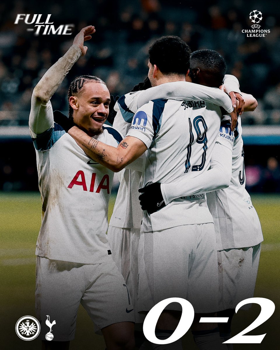 نهاية المباراة:

توتنهام 2-0 فرانكفورت

#UCL