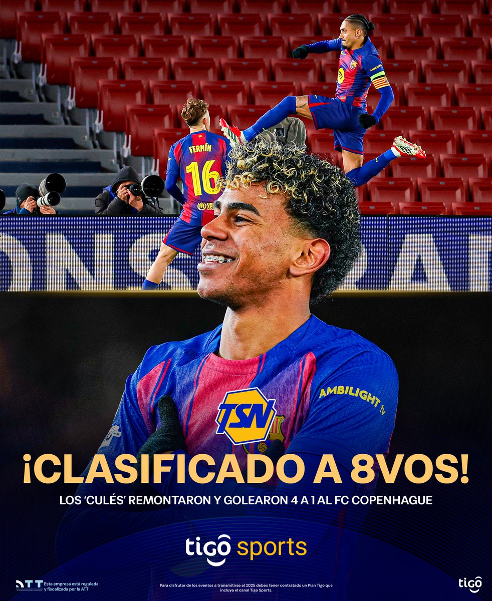 🤩 GOLEADA Y A 8VOS 😎
➡️ El Barça 🔵🔴 de un mal primer tiempo, cambió totalmente la cara en la segunda mitad y terminó goleando 4 a 1 al FC Copenhague 🇩🇰.

➡️ De esta forma los 'Culés' se clasifican directamente entre los 16 mejores equipos como el mejor equipo Español.