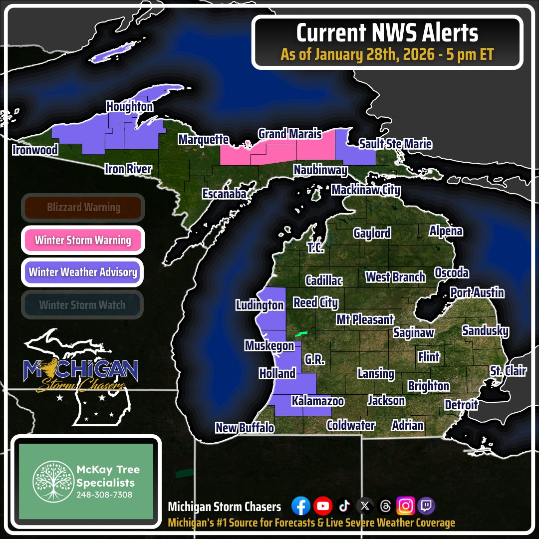 Current alerts across the state of Michigan as of 5 pm EST here ...