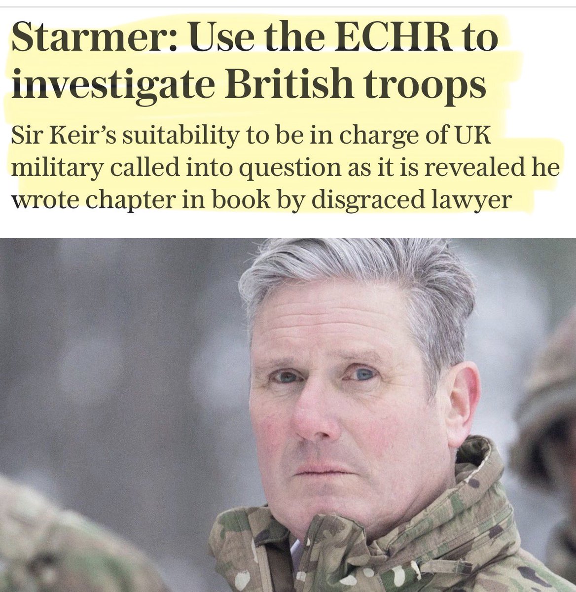 ‼️Starmer, using the ECHR to prosecute British troops who fought for Britain is grotesque.

He said he’d rather be in Davos than Parliament. He also chose foreign law over British soldiers fighting under a British flag.

He is not a Prime Minister. He is a globalist puppet‼️
