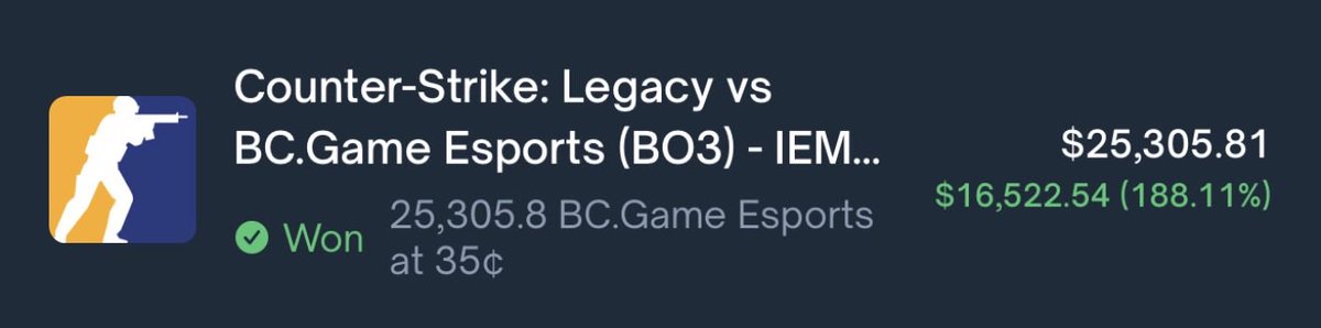 BagCalls's tweet photo. Moonbirds this, zama that, rainbow whatever 

My largest win on my favorite CS2 player of all time on @Polymarket ????

Now we’re cooking https://t.co/Hgs5KrzkvK