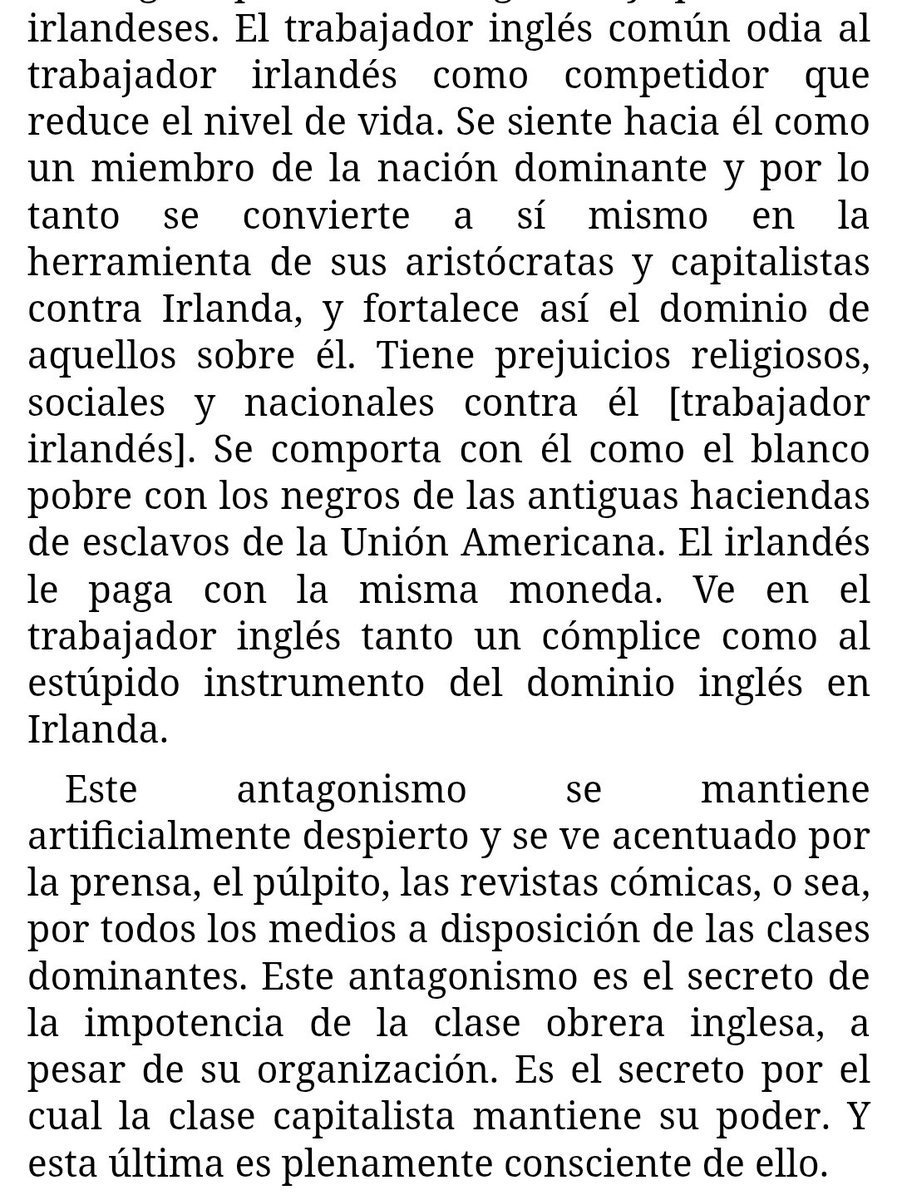 Marx ya lo explicó en 1870:
el obrero odia al inmigrante porque cree que le baja el salario.
Y la burguesía aplaude, porque dividir a los trabajadores es la mejor forma de gobernarlos.
Nada nuevo bajo el sol.