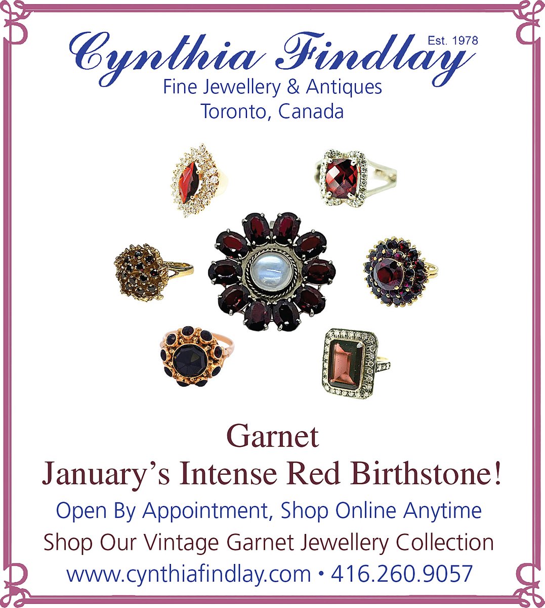 Gorgeous garnets; January’s birthstone and loved by all! ♥️ A selection from our extensive garnet jewellery collection. More photos, pricing and full descriptions available cynthiafindlay.com. #garnetring #garnetjewellery #vintagegarnet #januarybirthstone #redgem