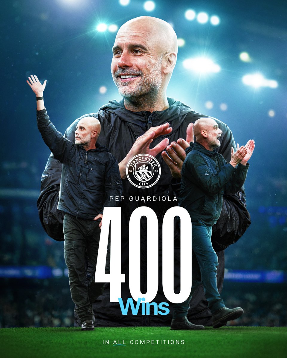 ManCity's tweet image. 569 matches, 400 wins 🤯

Our boss. Pep Guardiola. 🩵