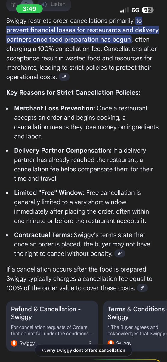 hey__anmol's tweet photo. @SwiggyCares @Swiggy Why was the one minute cancellation not given ek minute me tel daalke pasta bana diya kya thoda kuch amount cut is quite understandable but taking full like a goon totally unacceptable and not good for your brand https://t.co/kJqNfOrZJB