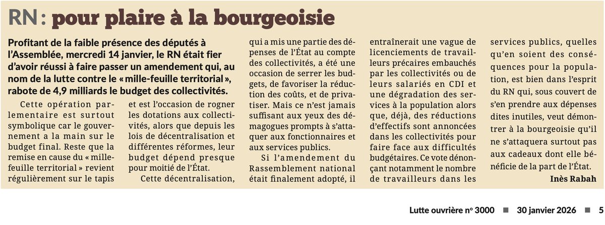 Le RN vote pour raboter de 4,9 milliards le budget des collectivités #Emplois #Mairie #ServicesPublics