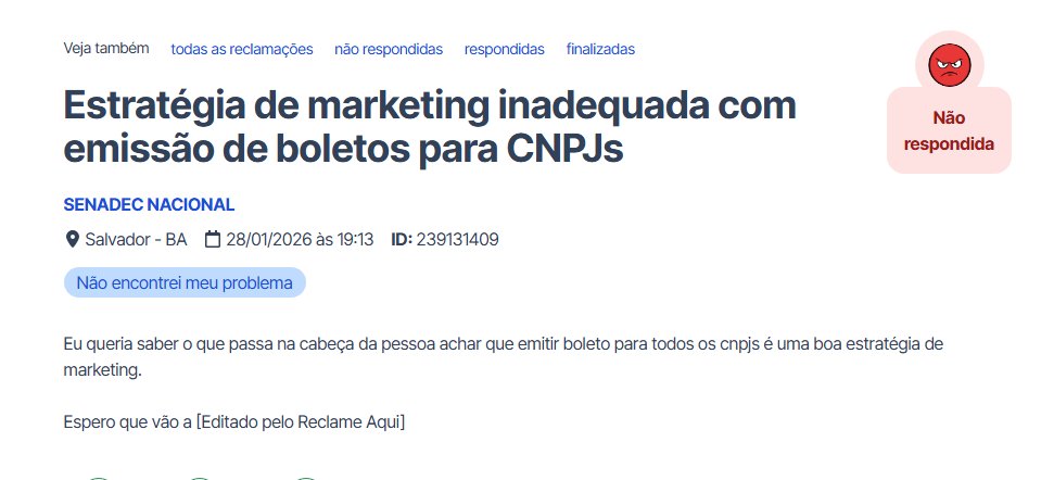 Um boleto para o meu MEI foi gerado por essa empresa ai, 400 reais. Fui pesquisar quem eram, e já tem gente no Reclame Aqui.

Esse "Espero que vão a [Editado pelo Reclame Aqui]" me pegou demais