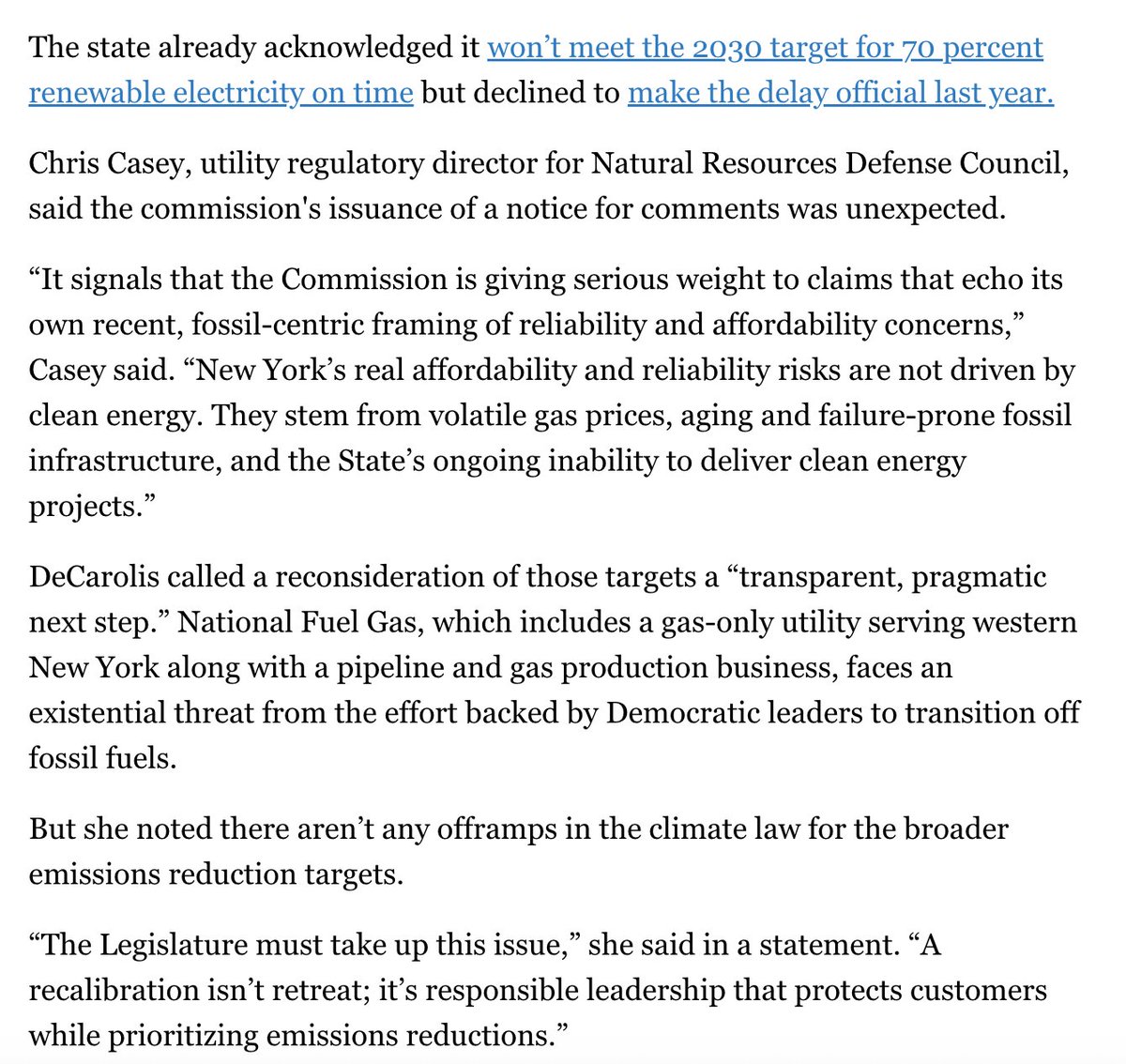 The governor's administration is discussing proposals to change the climate law as part of budget talks, according to people familiar with those discussions.