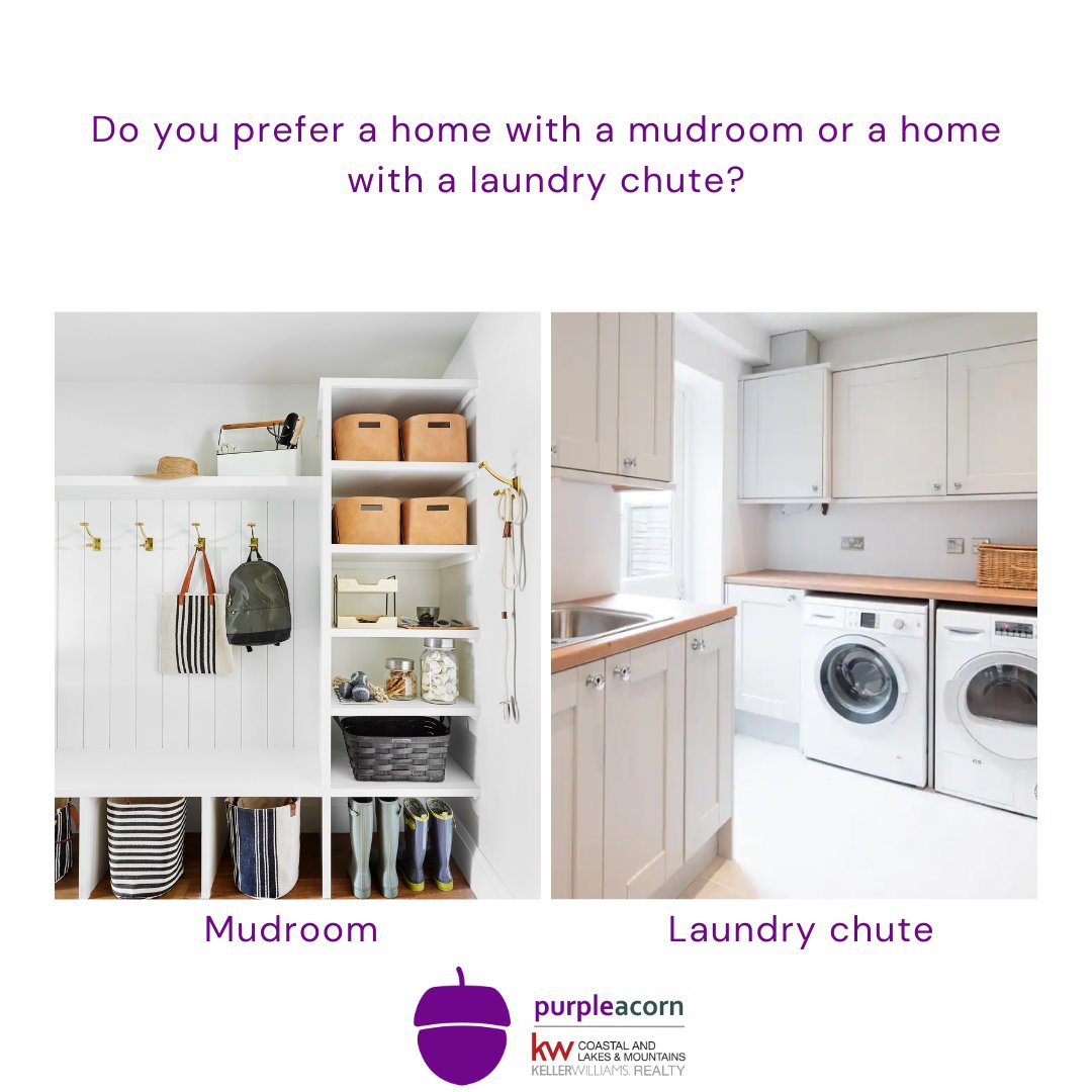 MarcusKatkin's tweet image. Mudroom or laundry chute — which one wins in your dream home? 🧺🧥
Tell us your pick and why! #HomeFeatures #MarcusKatkin #PurpleAcorn #KWCoastalRealty #RealEstateFun