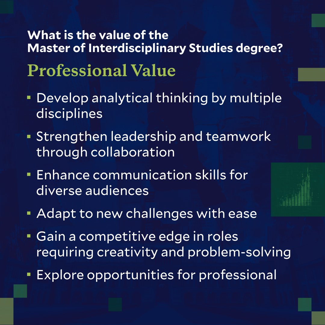 ContinueRice's tweet image. 🎓 The value of the Master of Interdisciplinary Studies degree? Personal growth, professional versatility and interdisciplinary skills. Empower your future with a degree that prepares you for success in every aspect of life. Learn more: hubs.la/Q040BLvg0 #GradSchool