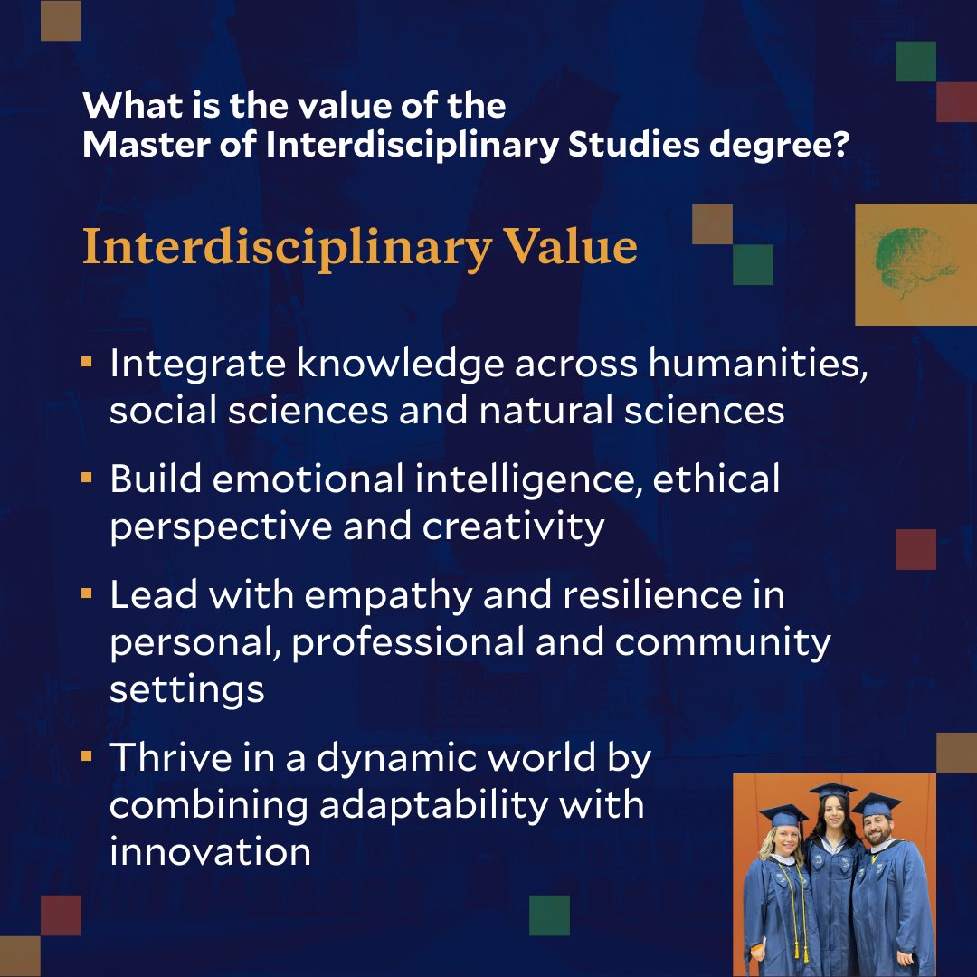 ContinueRice's tweet image. 🎓 The value of the Master of Interdisciplinary Studies degree? Personal growth, professional versatility and interdisciplinary skills. Empower your future with a degree that prepares you for success in every aspect of life. Learn more: hubs.la/Q040BLvg0 #GradSchool