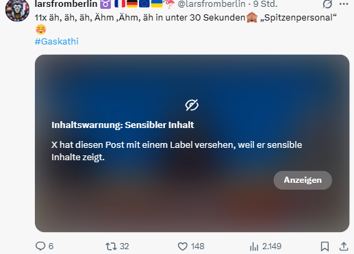 Brian_Hoods's tweet photo. @larsfromberlin 😅Das #MuskElend hat Dein Video als "sensitiv" markiert🤡Welch ein Depp https://t.co/OVV8ZhFCFU