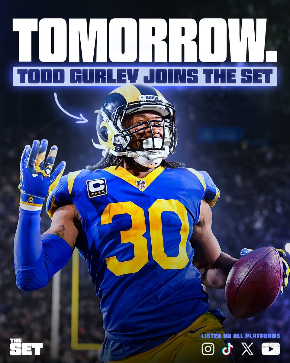 thesetshow_'s tweet image. TOMORROW 😳 Rams legend Todd Gurley joins The Set to talk retirement, coaches, the Super Bowl and MUCH MORE 🔥

Don’t miss out! #Rams #Gurley