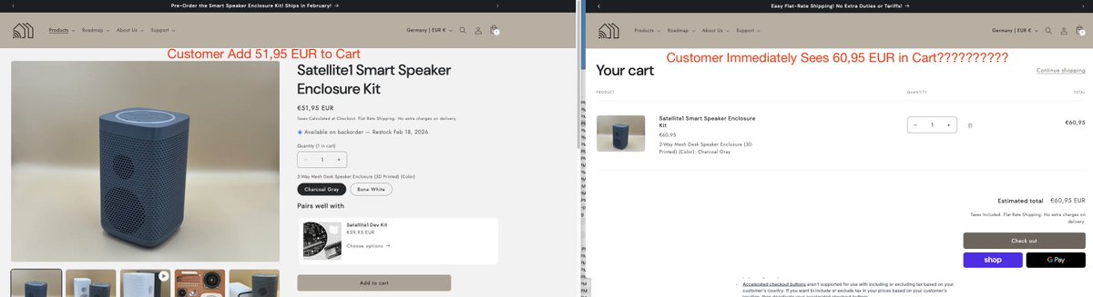 <a href="/Shopify/">Shopify</a> Please stop telling me your software is “working as expected,” despite conflicting with EU Directive 98/6/EC (VAT-inclusive pricing).  I need help escalating this.  Ticket #63564252