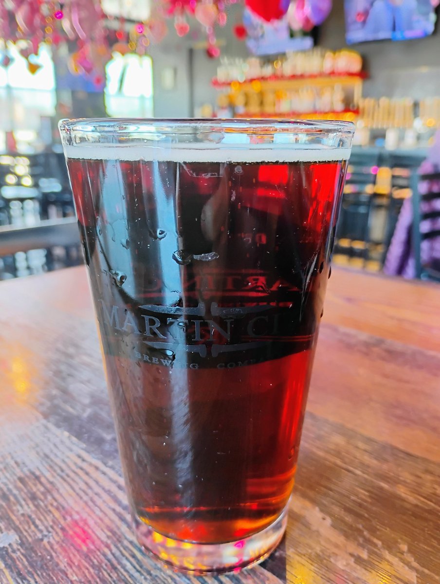BeerSnobSean's tweet photo. 1st visit to @martincitybrew in Lenexa, Kansas. They've got quite a few taproom locations around Kansas City metro. $6 pint of brown ale, not very good. Place had Valentine's Day decor EVERYWHERE! $3 sticker 🙄. @MikeSlomba #kcbeer #beer @DrGoodBeer @Indybeersleuth @Bilcro https://t.co/s9x7pxleqe