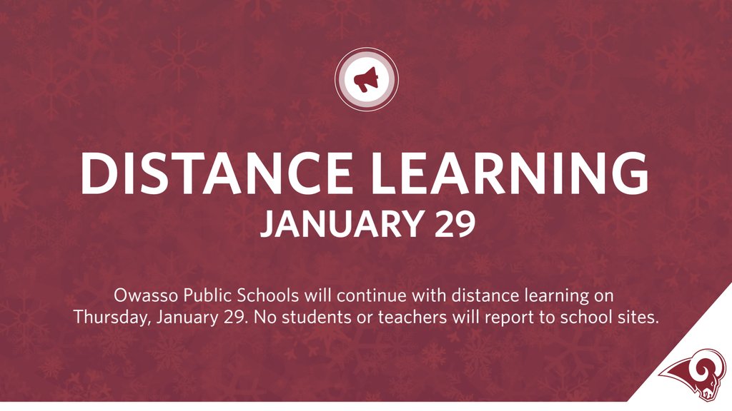 OPS will continue with Distance Learning for Thursday, January 29. We will reassess road conditions again tomorrow afternoon and communicate plans for Friday as soon as possible. 

#RamPride #RamFam