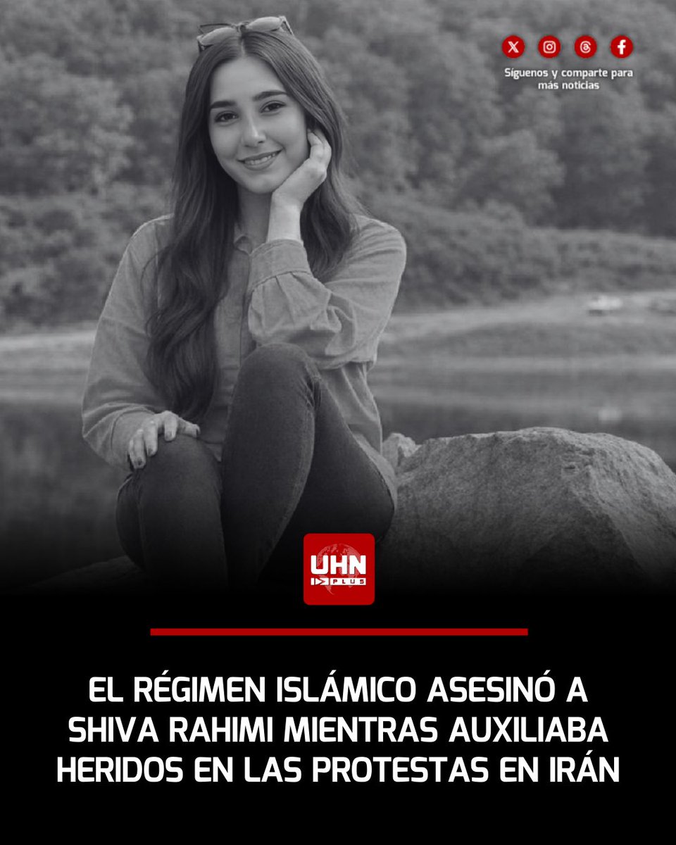 🇮🇷‼️ | Shiva Rahimi, ciudadana iraní de 35 años, recibió seis disparos mientras brindaba primeros auxilios a manifestantes heridos el 8 de enero, según denuncias de activistas. Organizaciones de derechos humanos advierten que la represión del régimen de los ayatolás ha dejado