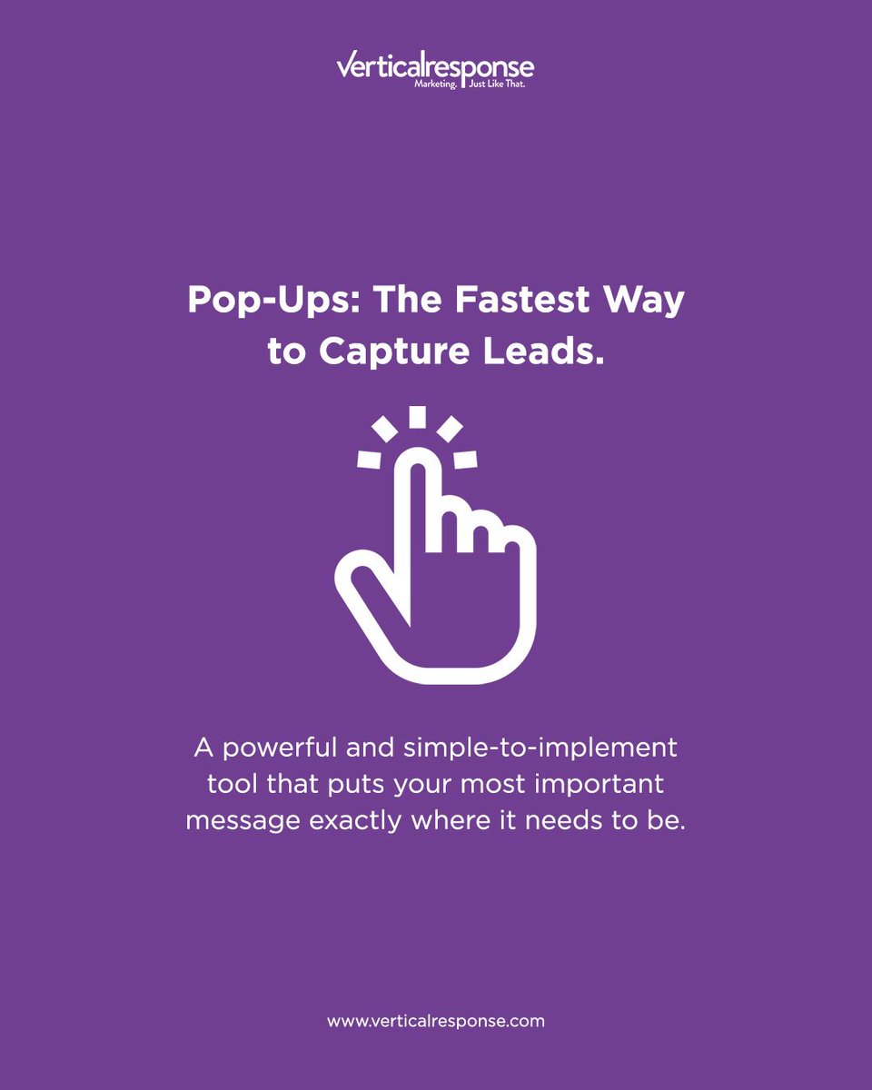 VR4SmallBiz's tweet photo. Creating a custom Pop Up in Vertical Response is simple. β
Enhance your website or Landing Pages with customized forms that grab your readers' attention, put your message front and center, and help you achieve your marketing goals. π
#verticalresponse #popups #listbuilding https://t.co/GFx0x7ZksV
