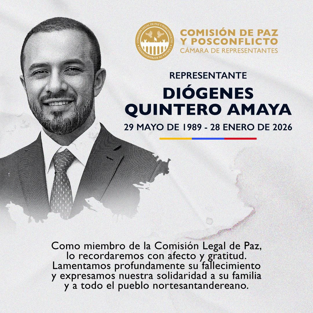 ComisionLPAZ's tweet photo. Lamentamos el fallecimiento del Representante @diogenesqa integrante de la Comisión de Paz. Solidaridad con su familia. https://t.co/CiC6BFyC16