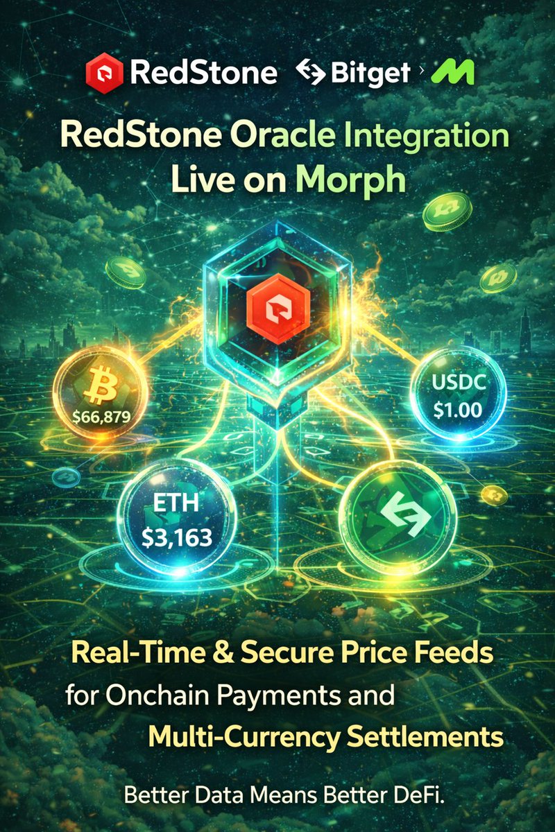Hazelrajjput's tweet image. RedStone Oracle integration is live on Morph  bringing real-time and secure price feeds to onchain payments and multi-currency settlements. Better data means better DeFi.
@MorphNetwork
#Morphnetwork #Redstone