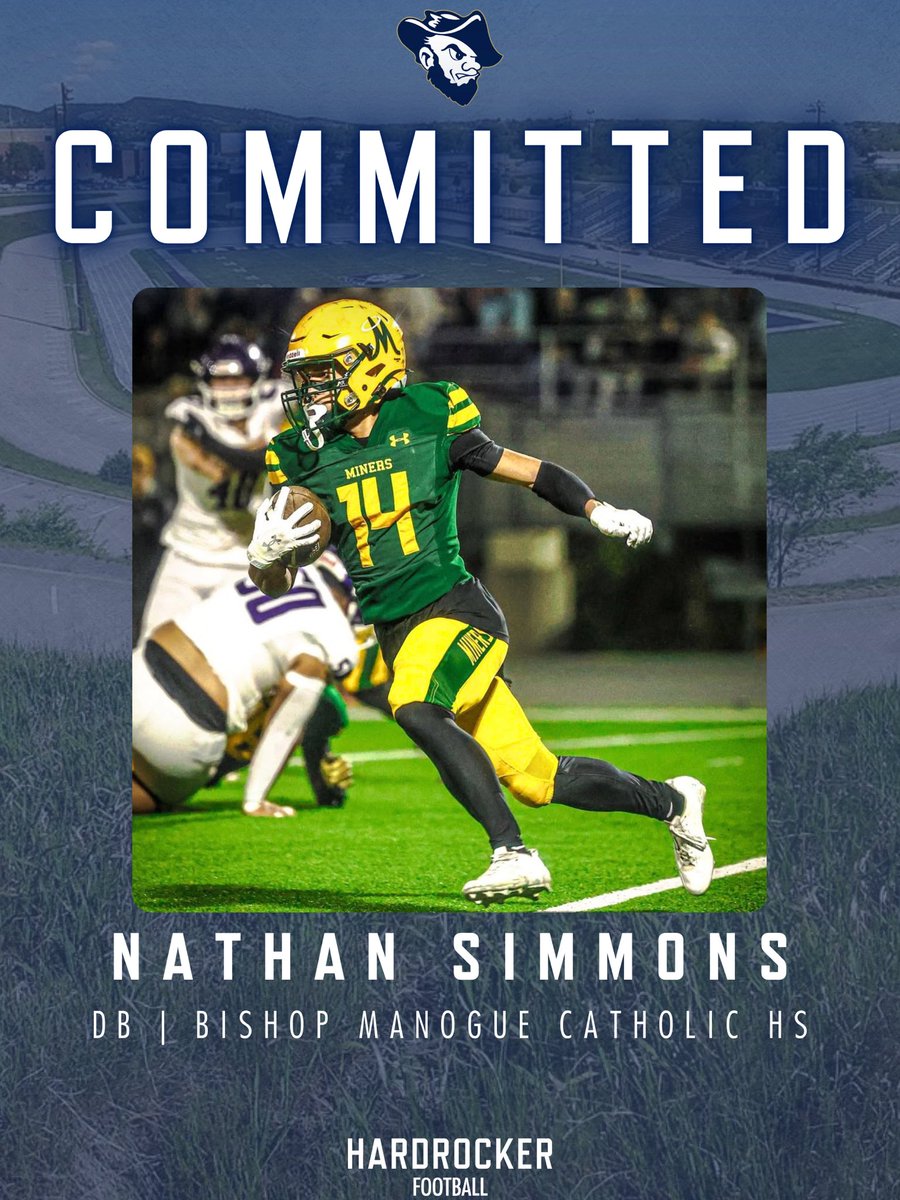 n_simmons14's tweet photo. Excited to announce my commitment to the South Dakota School of Mines!! Thank you to all the coaches and people that have supported me! @eehowren @coachflohr @CoachRoseSDM @Fbcoach_vrw @HardrockerFB @Simmons1487 https://t.co/Z5J7mPoUIs
