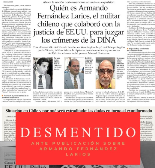 Arzobispado De Santiago_ Fundación Documentación Archivo Vicaría de la Solidaridad Desmienten a El Mercurio por publicación sobre Armando Fernández Larios  bit.ly/4tlPeWS <a href="/codepuchile/">CODEPU</a>