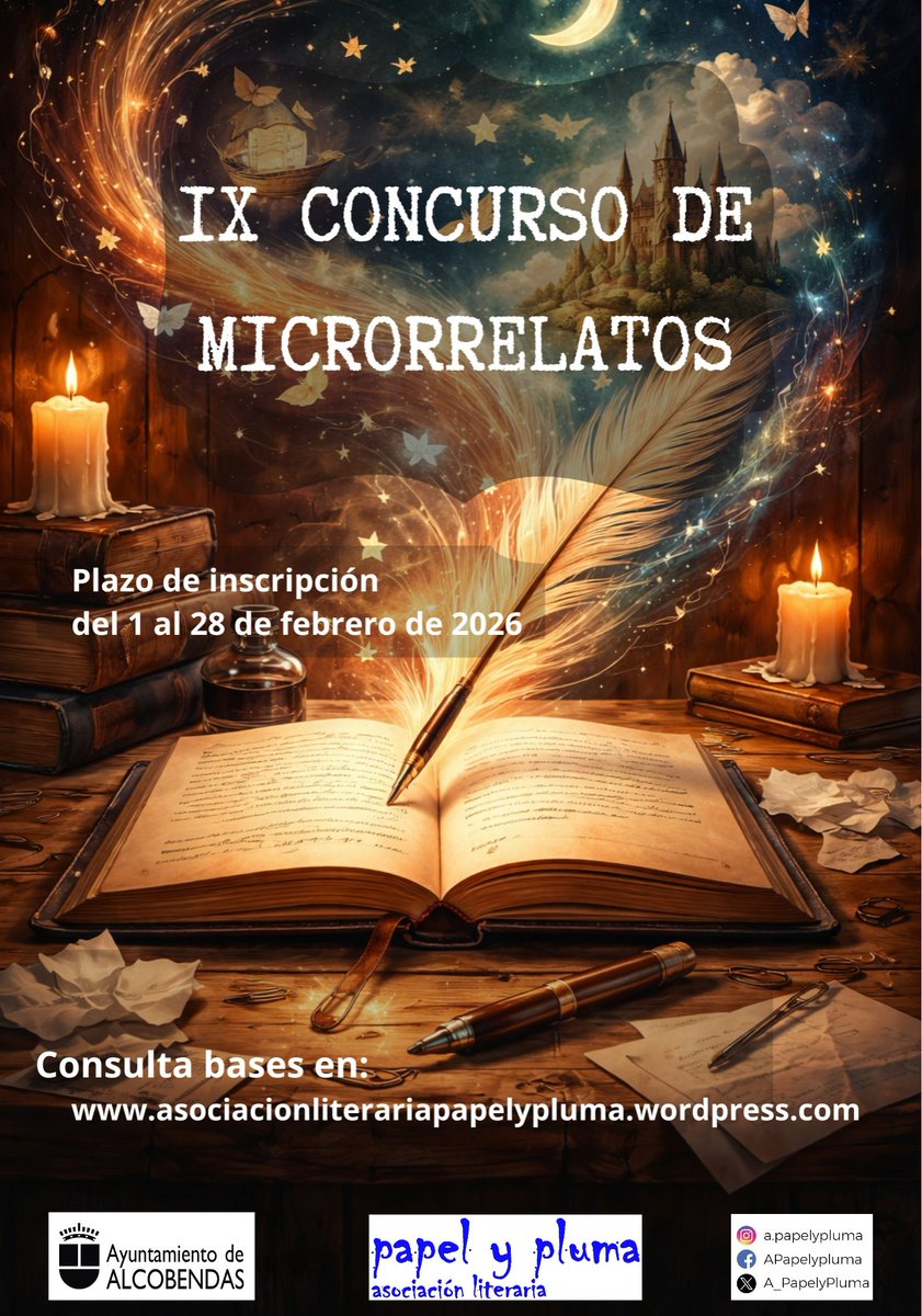 kass_Diaz's tweet photo. Este 1 de febrero se abre una nueva convocatoria,el IX concurso de microrrelatos Papel y Pluma. 
Entrarás las bases en: https://t.co/N4qz3JNSUi y recuerda leerlas bien y cumplir con todos los requisitos necesarios para participar  ¡Estamos deseando recibir vuestros microrrelatos! https://t.co/8R4DTqI9GU