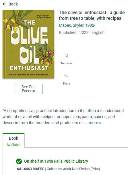 CaldwellLibrary's tweet photo. Got an interest in olive oil? Discover more with your library card!
https://t.co/e2SPeYIEqF https://t.co/uiyRQev0uS