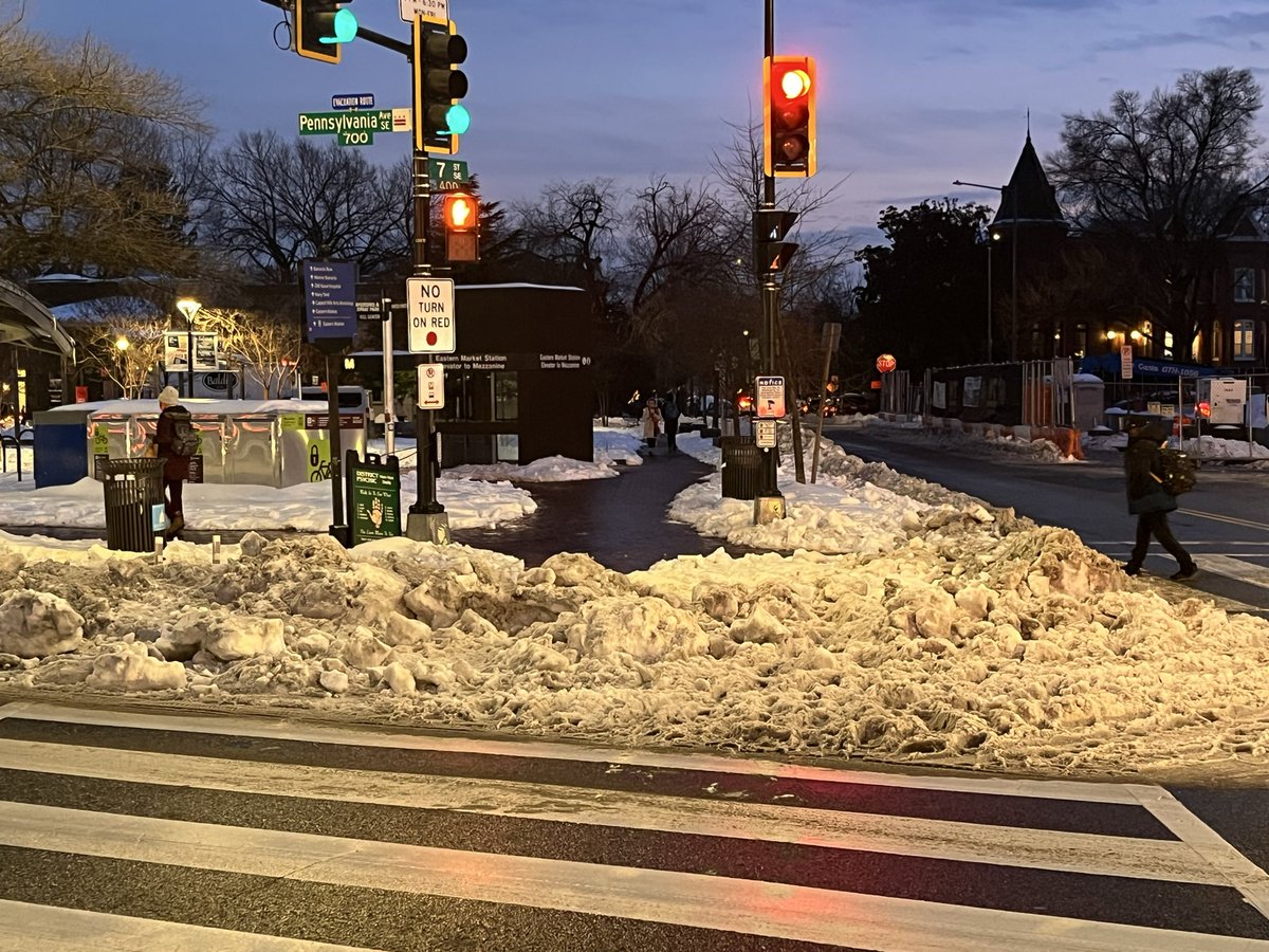 CTFitzpatrick's tweet image. Three full days after the snow stopped falling in DC and this is what it looks like trying to cross a high-traffic intersection. Completely unacceptable from the @MayorBowser administration. My kingdom for baseline competent municipal services