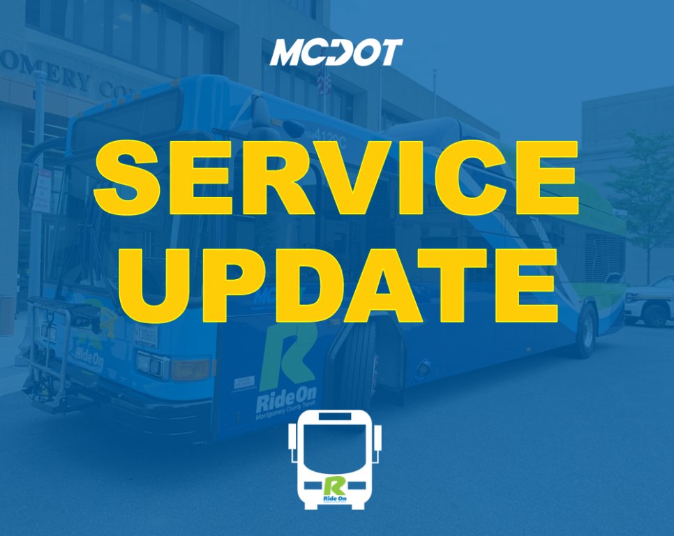 MCDOTNow's tweet photo. 🚌🚏NEW🚏🚌
MCDOT @RideOnMCT will resume its normal weekday service schedule on Thursday, Jan. 29, 2026. Riders should anticipate possible service delays and detours.▶️https://t.co/EavRe2yJtu
#mdcomuters #commuting #ridetheflash https://t.co/2jBZAj3Y1O
