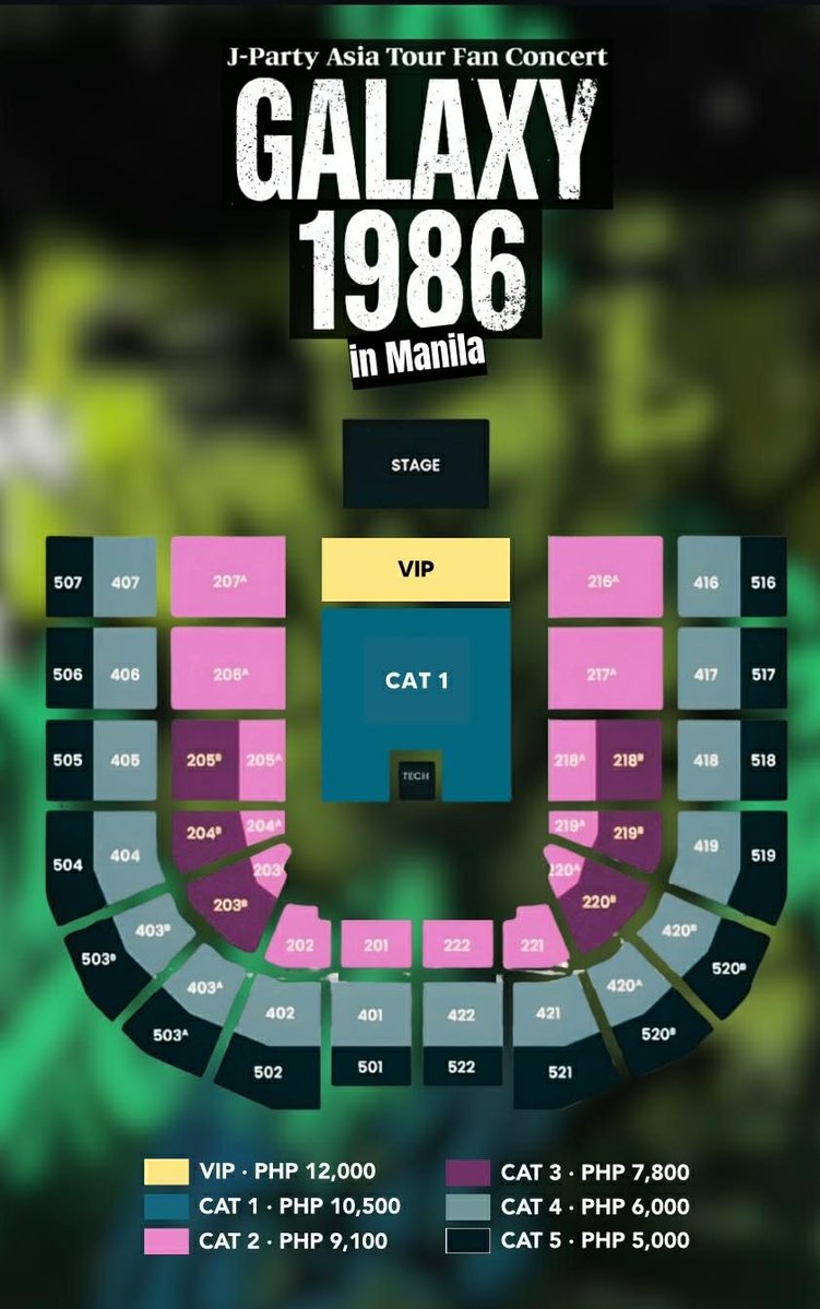 philconcerts's tweet image. Seat plan, ticket prices, and fan benefits for the 2026 KIM JAE JOONG J-Party Asia Tour Fan Concert “GALAXY 1986” in Manila on March 6, 2026, at the MOA Arena!

Pre-sale: February 3, 10AM
General sale: February 5, 10AM
via ticketmelon.com/bbe/kimjaejoon…

More information via…