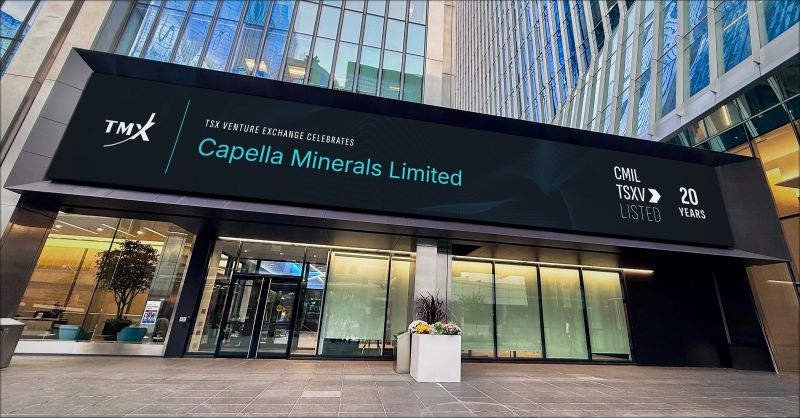 Capella Minerals $CMIL.V will celebrate 20 years of listing on the TSX Venture Exchange. Many thanks to <a href="/TMXGroup/">TMX Group</a>  for recognizing this achievement with a congratulatory banner which will appear on their display in downtown Toronto.

#gold #copper #juniormining #exploration