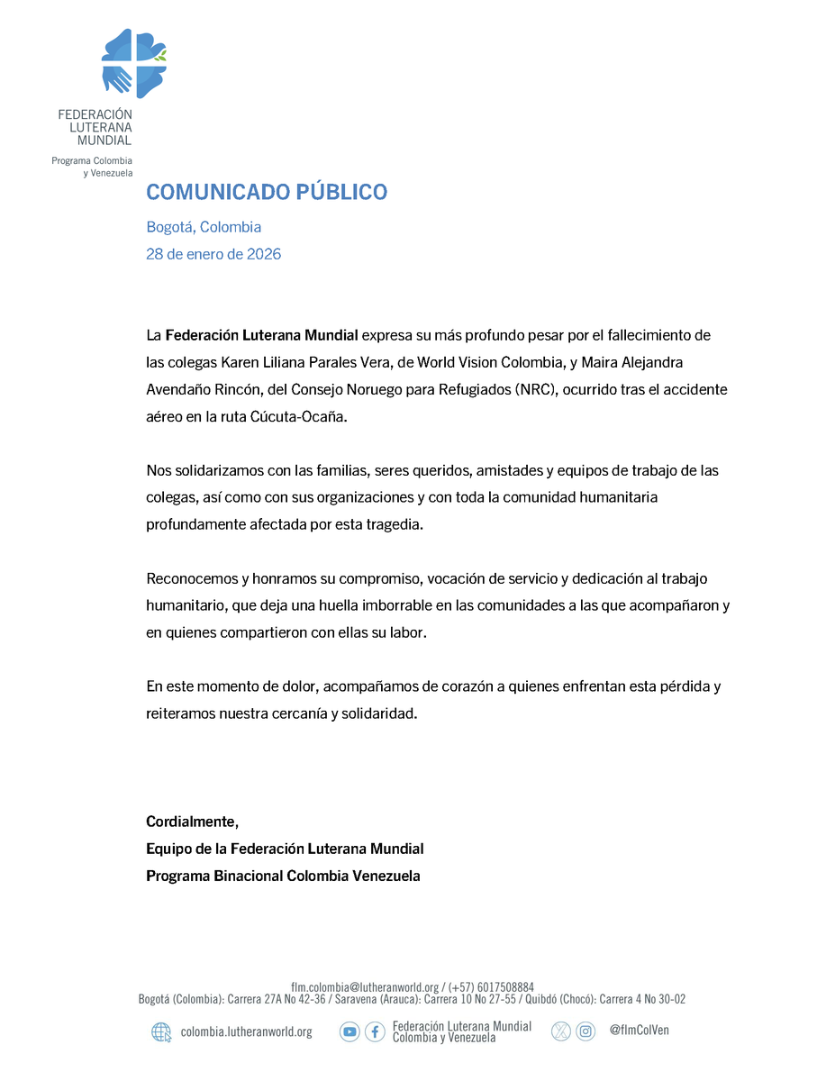 Federación Luterana Mundial Colombia y Venezuela tweet media