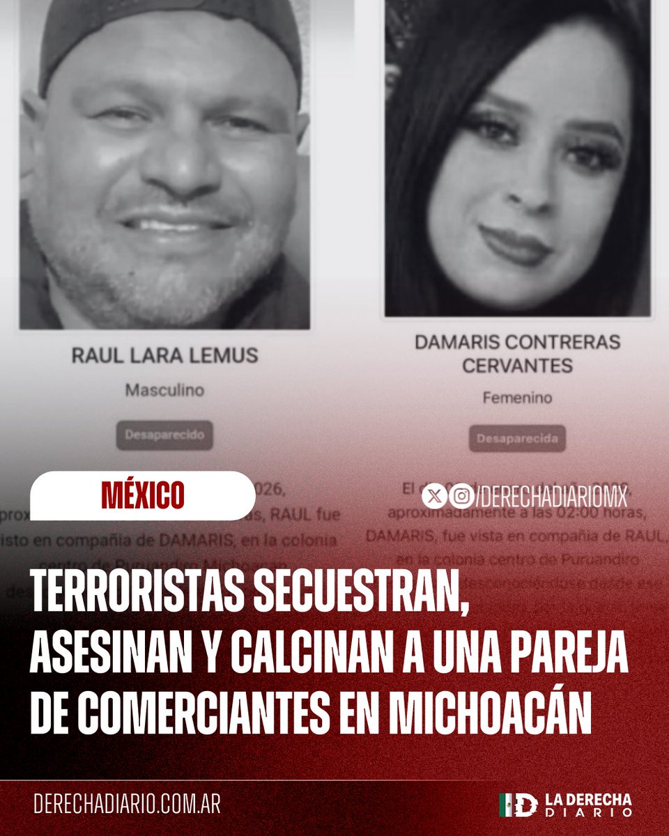DerechaDiarioMX's tweet image. 🚨🇲🇽 | LOS TERRORISTAS MASACRAN A LOS MEXICANOS: Una pareja de comerciantes dueña de una paletería fue secuestrada, asesinada y calcinada en Michoacán, dejando huérfano a su pequeño hijo: Autoridades no descartan que sean victimas de represalias por negarse a pagar cobro de piso.